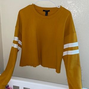 Cropped mustard-yellow Forever 21 sweater top, L